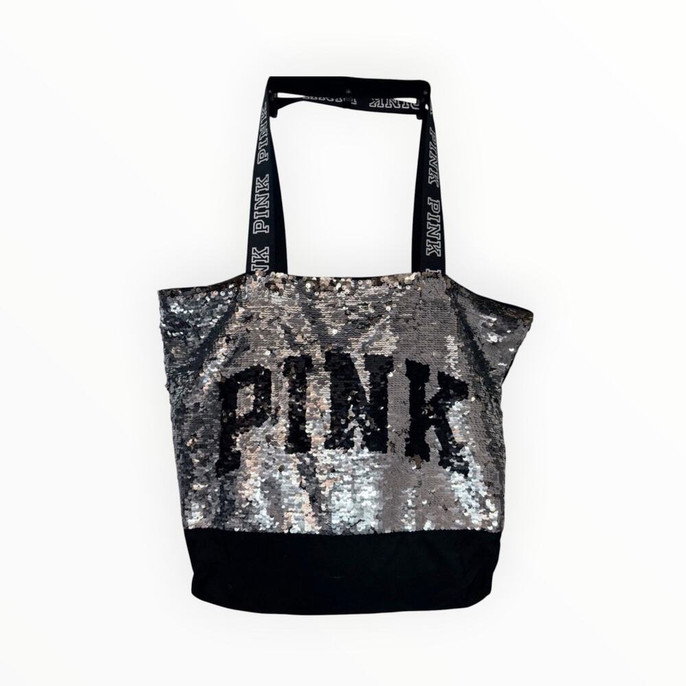 Victorias Secret PINK Tote Two Way Silver/Gold Sequins Shoulder Bag
